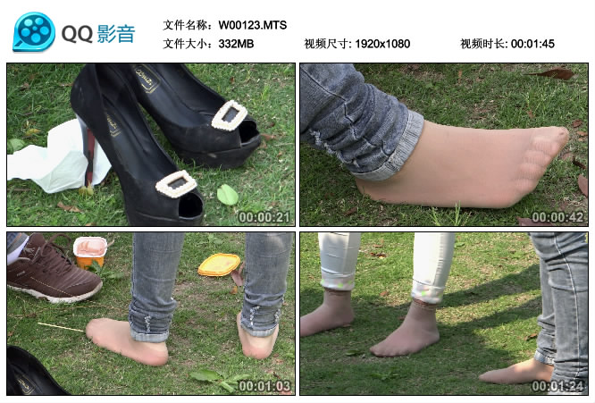 [赤足者] 草地尖细高跟、短肉丝足特写！ [MTS-332MB]