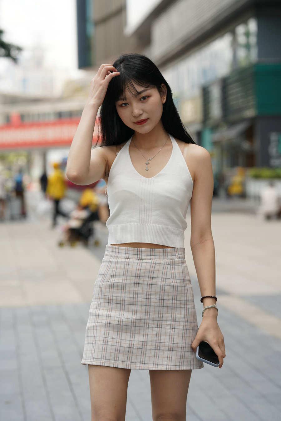 精选街拍视频 No.9635 甜美气质格子裙 [517P1V-11.1GB]